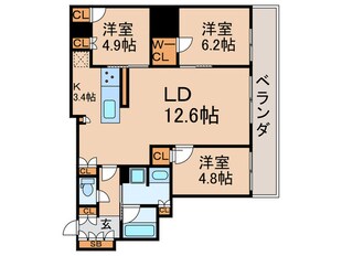 ブランズタワー大阪本町(2102)の物件間取画像